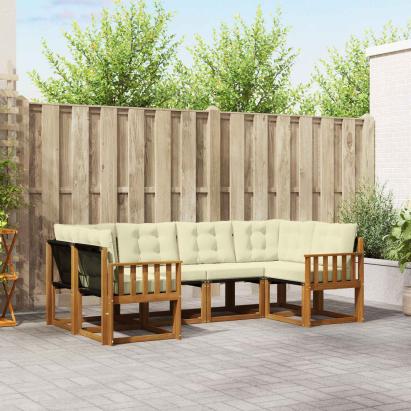 Set de canapele de exterior cu pernă 6 pcs Natural și Crem GartenMobel Dekor