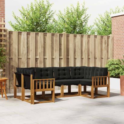 Set de canapele de exterior cu pernă 6 pcs Natural și Negru GartenMobel Dekor