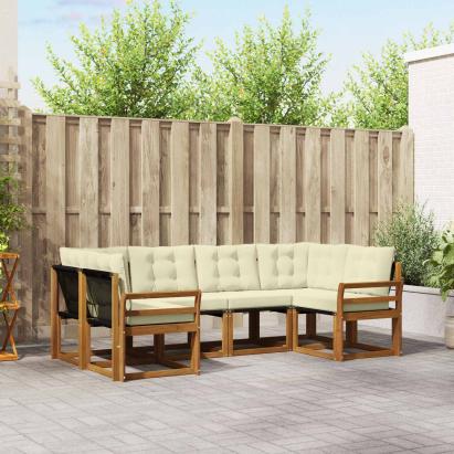 Set de canapele de exterior cu pernă 6 pcs Natural și Crem GartenMobel Dekor