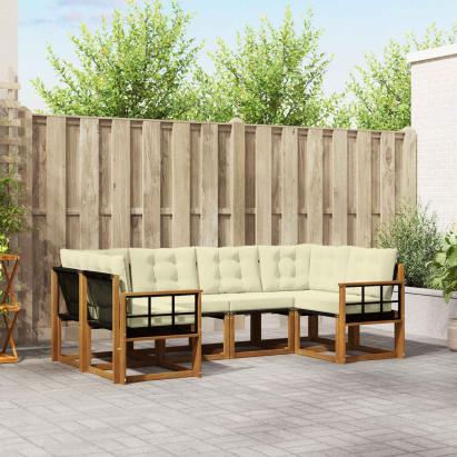 Set de canapele de exterior cu pernă 6 pcs Natural și Crem GartenMobel Dekor