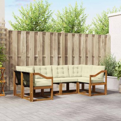 Set de canapele de exterior cu pernă 6 pcs Natural și Crem GartenMobel Dekor