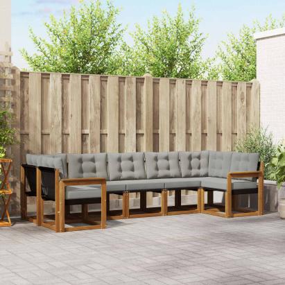Set de canapele de exterior 7 pcs Gri natural și deschis GartenMobel Dekor