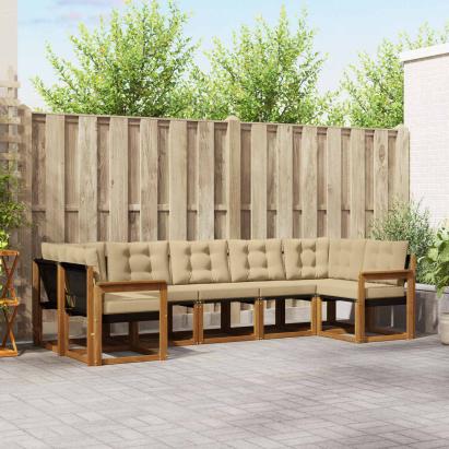 Set de canapele de exterior cu pernă 7 pcs Natural și Bej GartenMobel Dekor