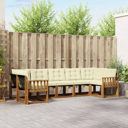 Set de canapele de exterior cu pernă 7 pcs Natural și Crem GartenMobel Dekor