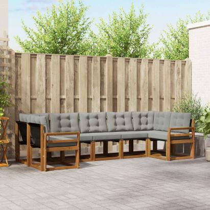 Set de canapele de exterior 7 pcs Gri natural și deschis GartenMobel Dekor
