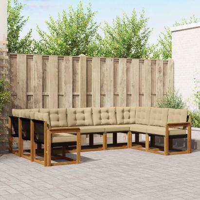 Set de canapele de exterior cu pernă 29 pcs Natural și Bej GartenMobel Dekor
