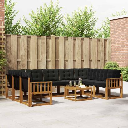 Set de canapele de exterior cu pernă 30 pcs Natural și Negru GartenMobel Dekor