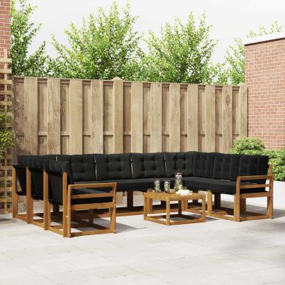 Set de canapele de exterior cu pernă 30 pcs Natural și Negru GartenMobel Dekor