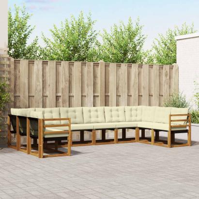 Set de canapele de exterior cu pernă 10 pcs Natural și Crem GartenMobel Dekor