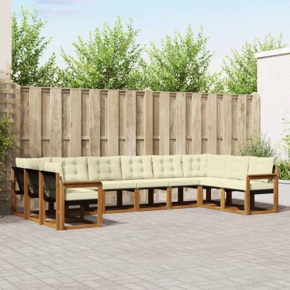 Set de canapele de exterior cu pernă 10 pcs Natural și Crem GartenMobel Dekor