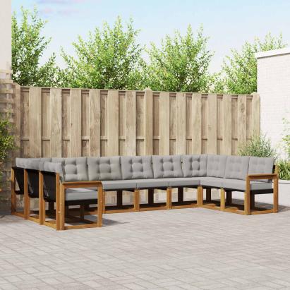 Set de canapele de exterior 10 pcs Gri natural și deschis GartenMobel Dekor