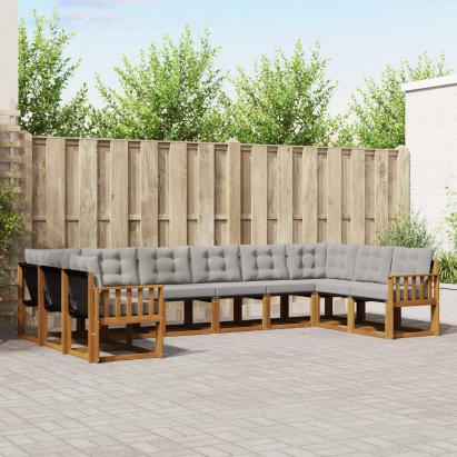 Set de canapele de exterior 10 pcs Gri natural și deschis GartenMobel Dekor