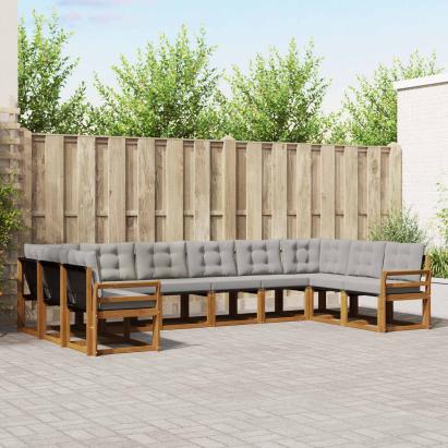 Set de canapele de exterior 10 pcs Gri natural și deschis GartenMobel Dekor