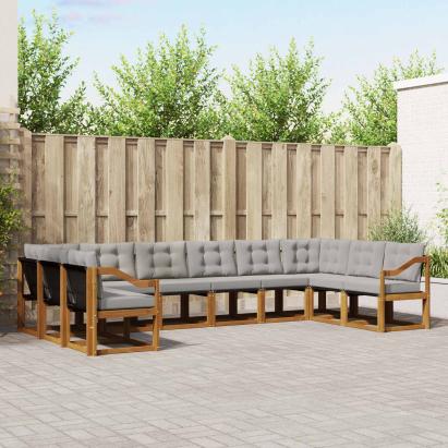 Set de canapele de exterior 10 pcs Gri natural și deschis GartenMobel Dekor