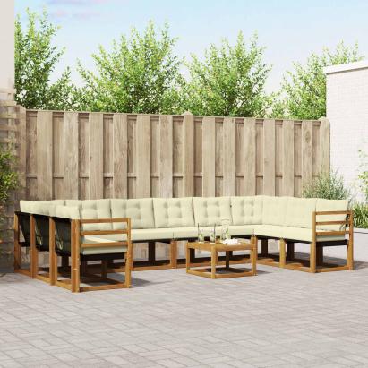 Set de canapele de exterior cu pernă 11 pcs Natural și Crem GartenMobel Dekor