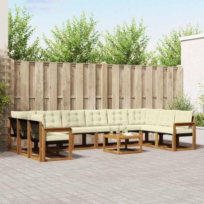 Set de canapele de exterior cu pernă 11 pcs Natural și Crem GartenMobel Dekor