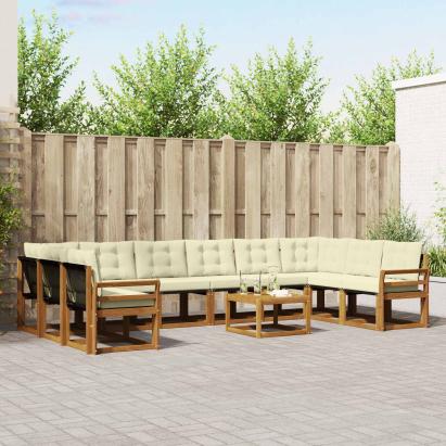 Set de canapele de exterior cu pernă 11 pcs Natural și Crem GartenMobel Dekor
