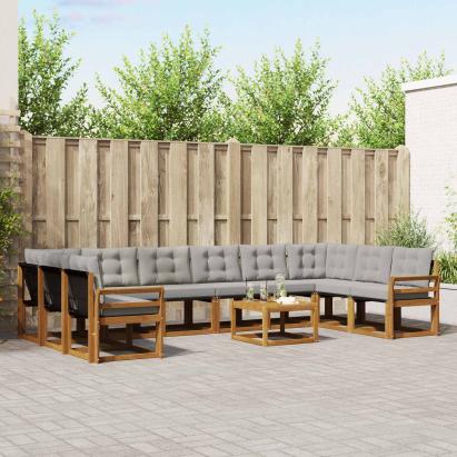 Set de canapele de exterior 11 pcs Gri natural și deschis GartenMobel Dekor