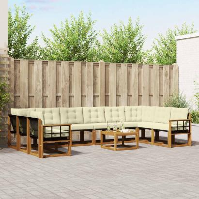 Set de canapele de exterior cu pernă 11 pcs Natural și Crem GartenMobel Dekor