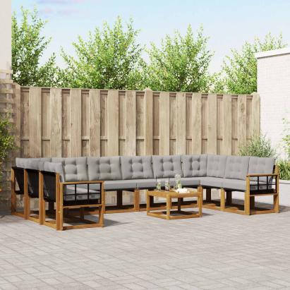 Set de canapele de exterior 11 pcs Gri natural și deschis GartenMobel Dekor