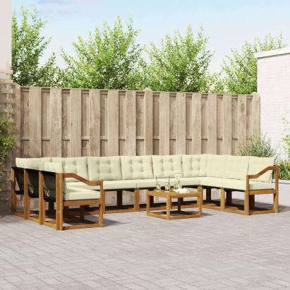 Set de canapele de exterior cu pernă 11 pcs Natural și Crem GartenMobel Dekor