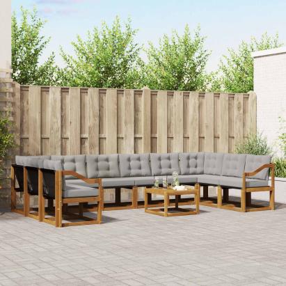 Set de canapele de exterior 11 pcs Gri natural și deschis GartenMobel Dekor