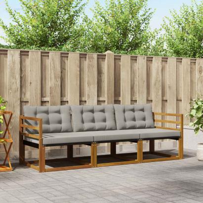 Set de canapele de exterior 3 pcs Gri natural și deschis GartenMobel Dekor