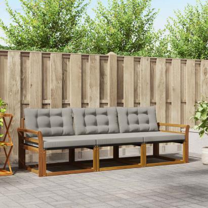 Set de canapele de exterior 3 pcs Gri natural și deschis GartenMobel Dekor