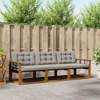 Set de canapele de exterior 3 pcs Gri natural și deschis GartenMobel Dekor