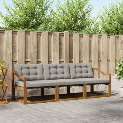 Set de canapele de exterior 3 pcs Gri natural și deschis GartenMobel Dekor