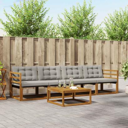 Set de canapele de exterior 5 pcs Gri natural și deschis GartenMobel Dekor