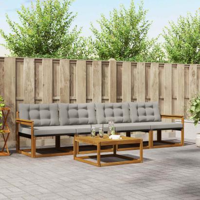 Set de canapele de exterior 5 pcs Gri natural și deschis GartenMobel Dekor