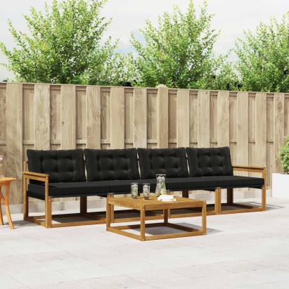 Set de canapele de exterior cu pernă 5 pcs Natural și Negru GartenMobel Dekor