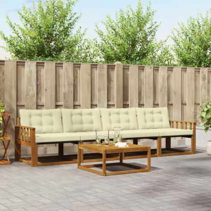 Set de canapele de exterior cu pernă 5 pcs Natural și Crem GartenMobel Dekor