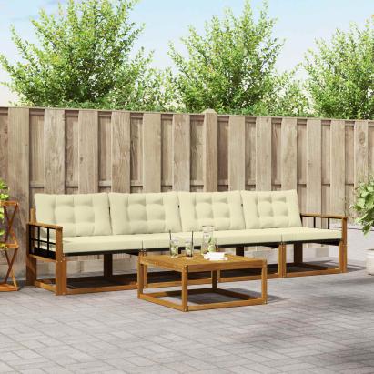 Set de canapele de exterior cu pernă 5 pcs Natural și Crem GartenMobel Dekor