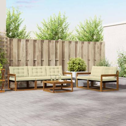 Set de canapele de exterior cu pernă 6 pcs Natural și Crem GartenMobel Dekor