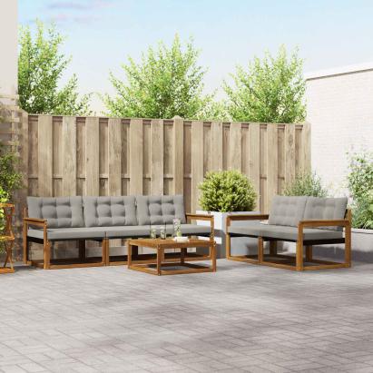 Set de canapele de exterior 6 pcs Gri natural și deschis GartenMobel Dekor