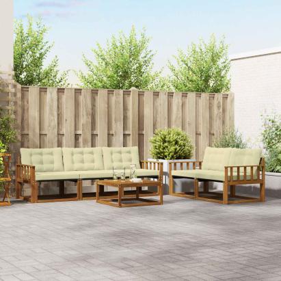 Set de canapele de exterior cu pernă 6 pcs Natural și Crem GartenMobel Dekor
