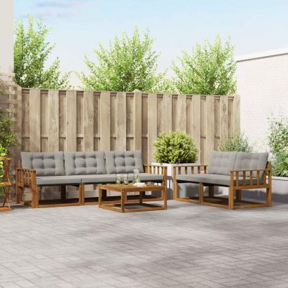 Set de canapele de exterior 6 pcs Gri natural și deschis GartenMobel Dekor