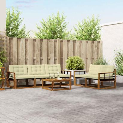 Set de canapele de exterior cu pernă 6 pcs Natural și Crem GartenMobel Dekor