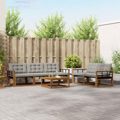 Set de canapele de exterior 6 pcs Gri natural și deschis GartenMobel Dekor