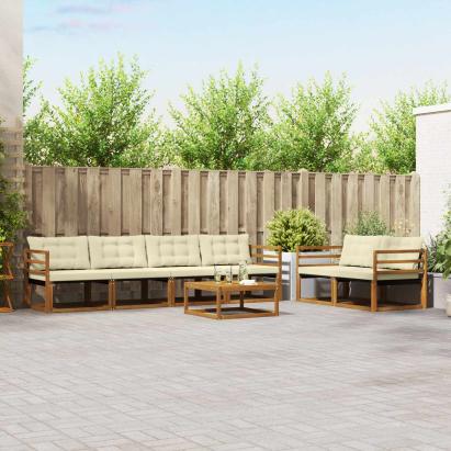 Set de canapele de exterior cu pernă 7 pcs Natural și Crem GartenMobel Dekor