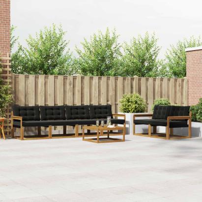 Set de canapele de exterior cu pernă 7 pcs Natural și Negru GartenMobel Dekor