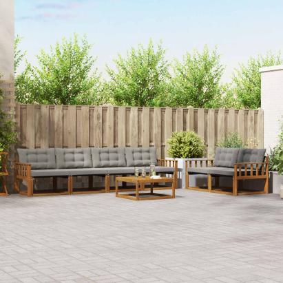 Set de canapele de exterior 7 pcs Gri natural și deschis GartenMobel Dekor