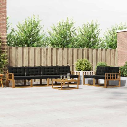 Set de canapele de exterior cu pernă 7 pcs Natural și Negru GartenMobel Dekor