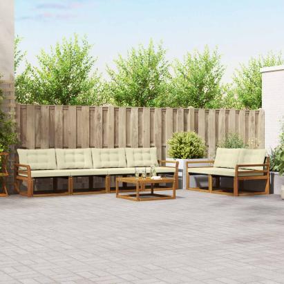 Set de canapele de exterior cu pernă 7 pcs Natural și Crem GartenMobel Dekor