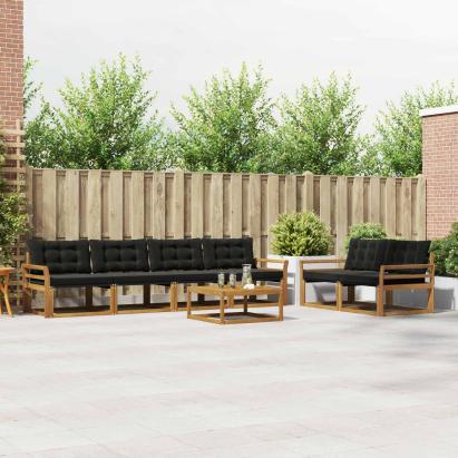 Set de canapele de exterior cu pernă 7 pcs Natural și Negru GartenMobel Dekor