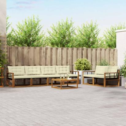 Set de canapele de exterior cu pernă 7 pcs Natural și Crem GartenMobel Dekor