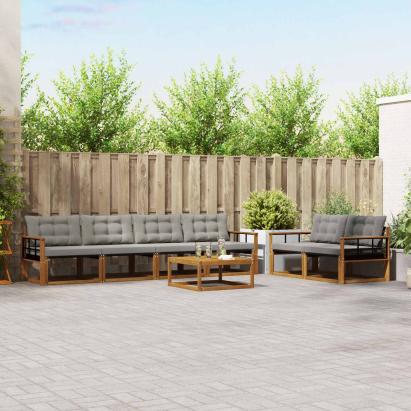 Set de canapele de exterior 7 pcs Gri natural și deschis GartenMobel Dekor