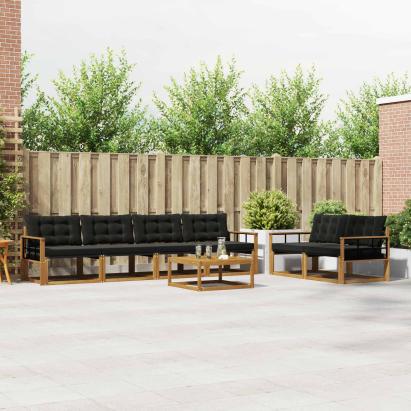 Set de canapele de exterior cu pernă 7 pcs Natural și Negru GartenMobel Dekor